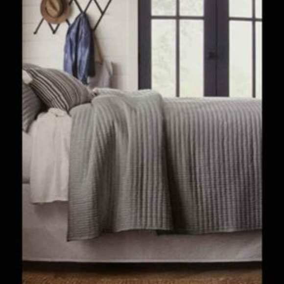Hearth & Hand Gray Textured Striped Quilt - Picture 2 of 2